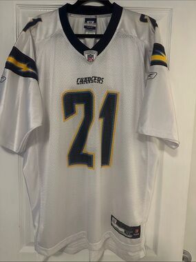 Reebok Chargers LaDainian Tomlinson #21 White Football Jersey with Navy and Gold